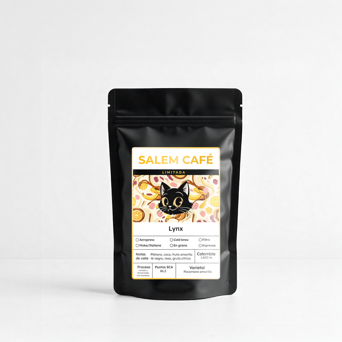 Café de especialidad de Colombia Lavado con fermentación "Lynx" 86,5 SCA