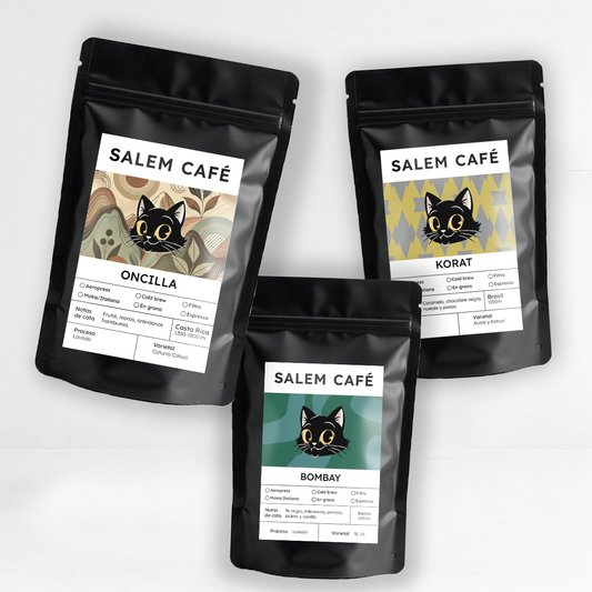 Pack café de especialidad "Tres Continentes" Oncilla + Korat + Bombay