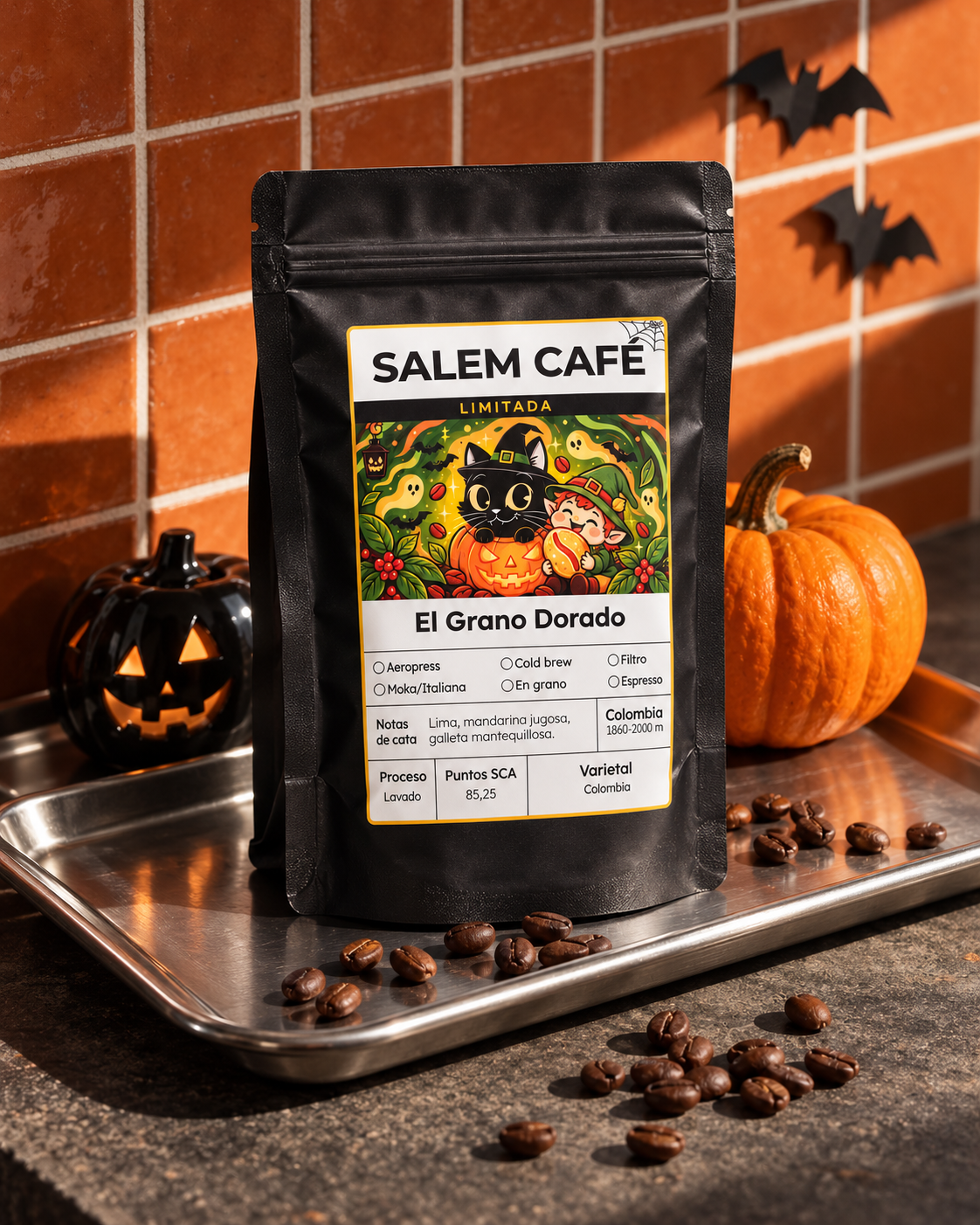 Bolsa de El Grano Dorado, café de edición limitada de Halloween de Salem Café