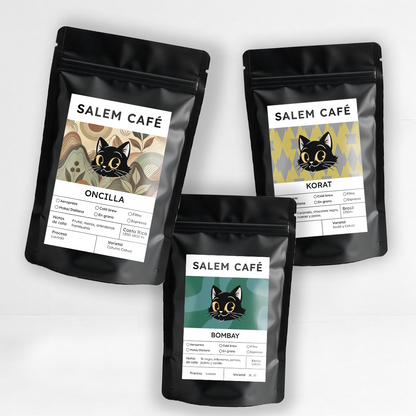 Pack café de especialidad "Tres Continentes" Oncilla + Korat + Bombay