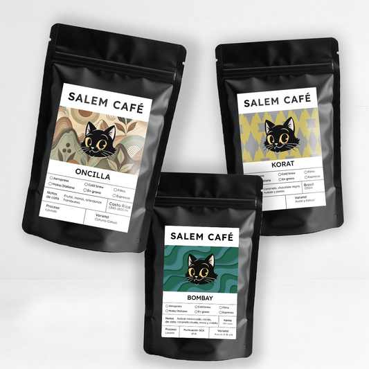 Pack café de especialidad "Tres Continentes" Oncilla + Korat + Bombay